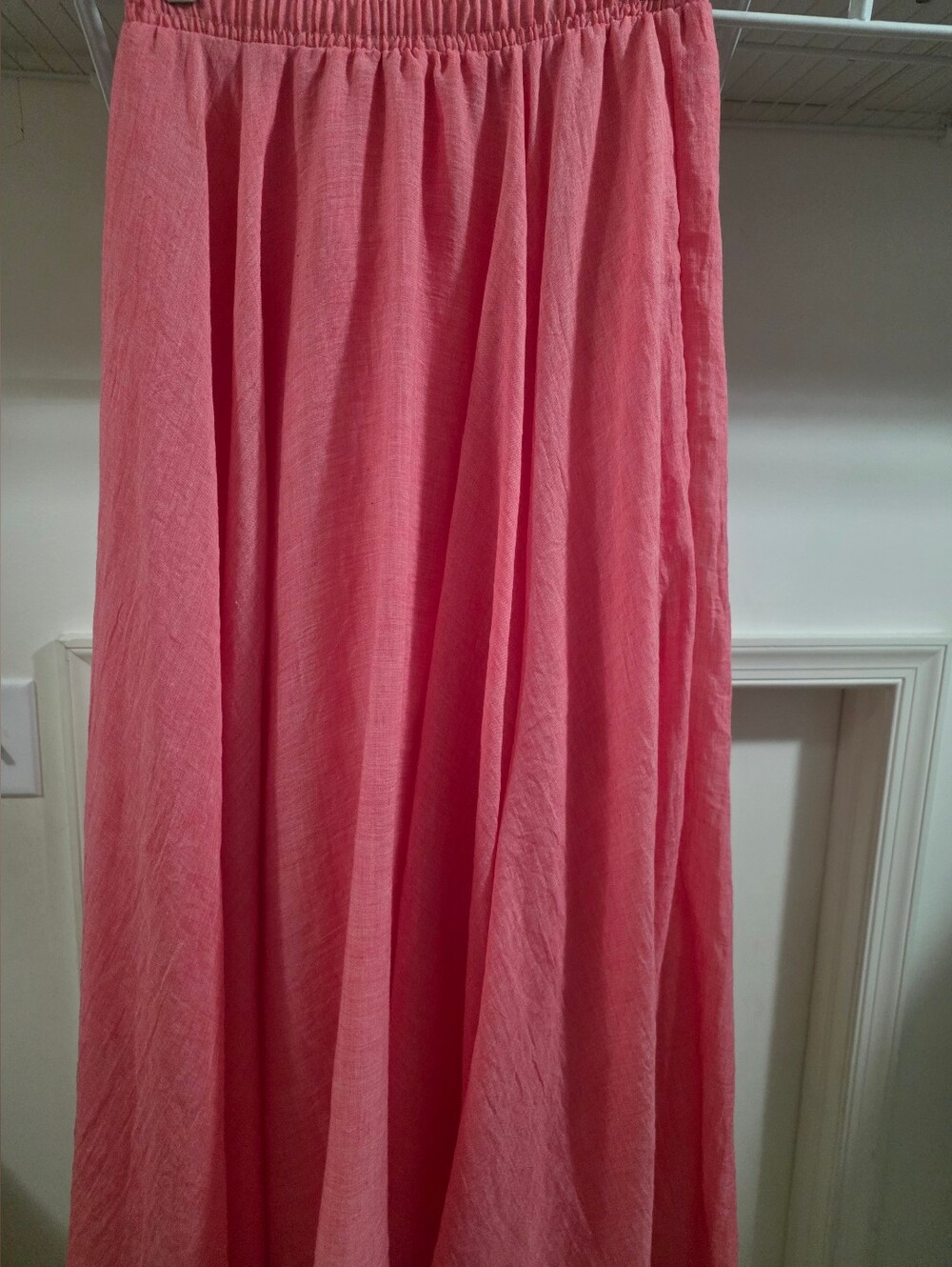 Lightweight Pink Maxi Skirt with Elastic Waist